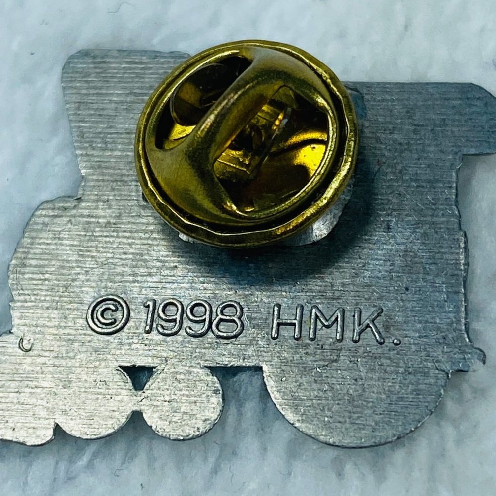 1998 HMK Train 25th Anniversary Tie Tack Pin Pewter Silver Color Steam Engine - Picture 8 of 16